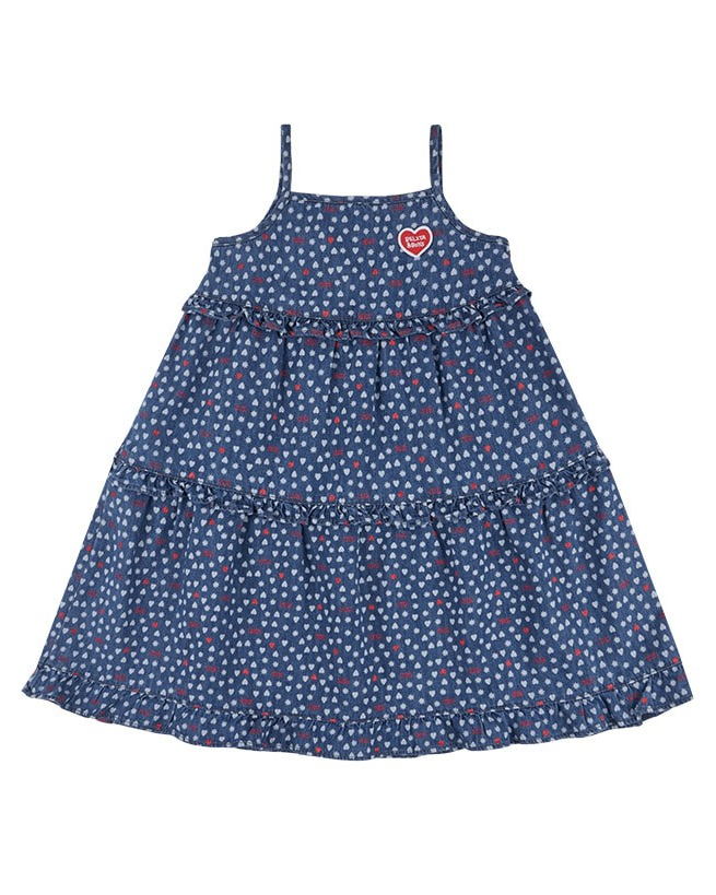 GIRL Blue BB Heart All-Over Denim Dress