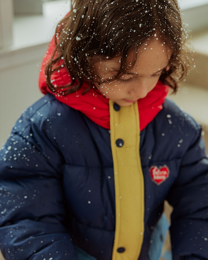 Navy Color Block Hooded Puffer Jumper