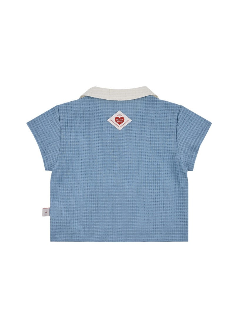 [BABY SET] Light Blue Color Block Polysucker Shirt & Shorts