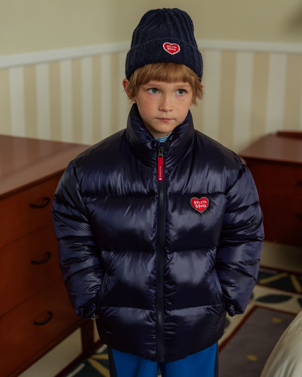 Navy BB Heart Basic Puffer Jumper