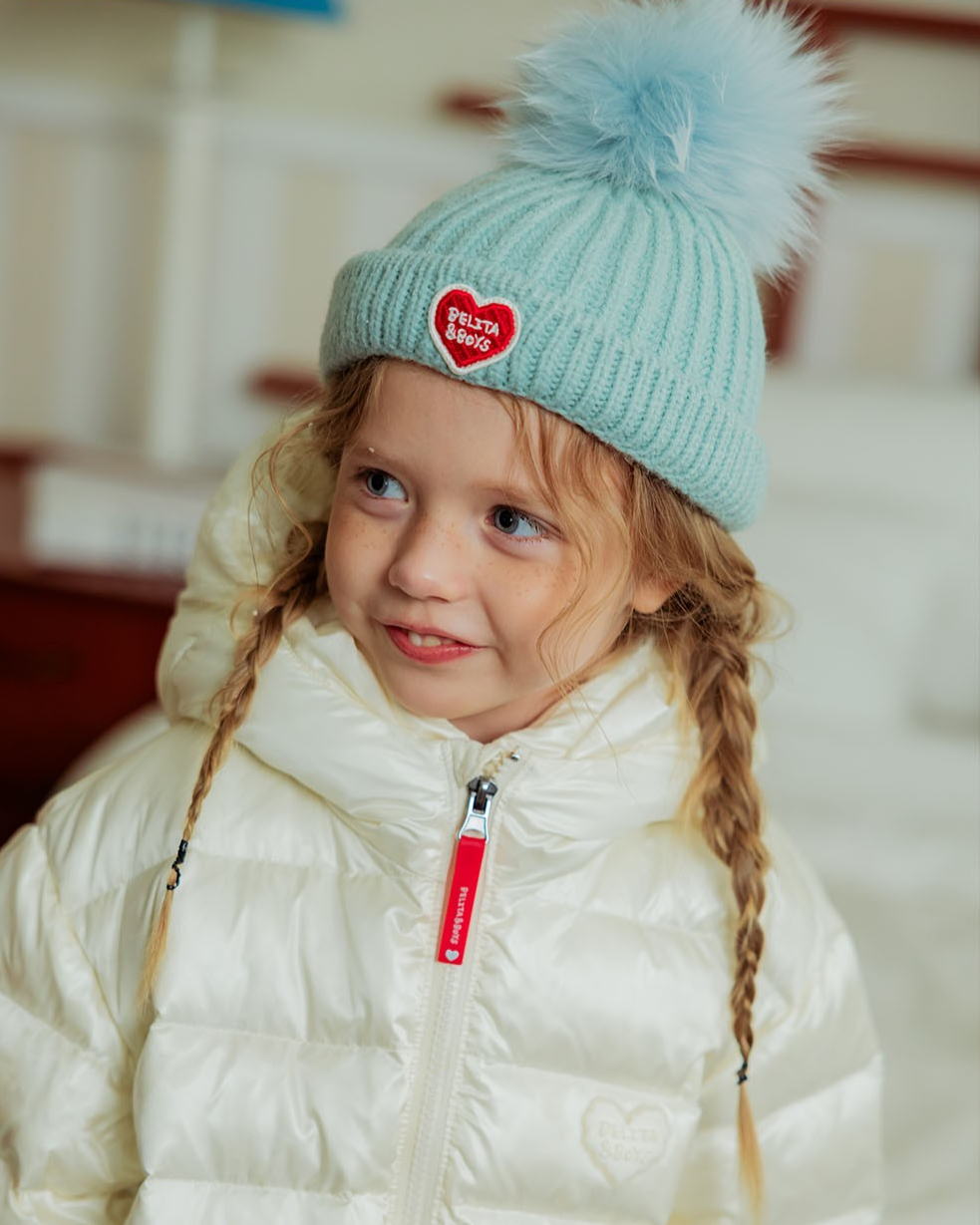 Mint BB Heart Pompom Beanie