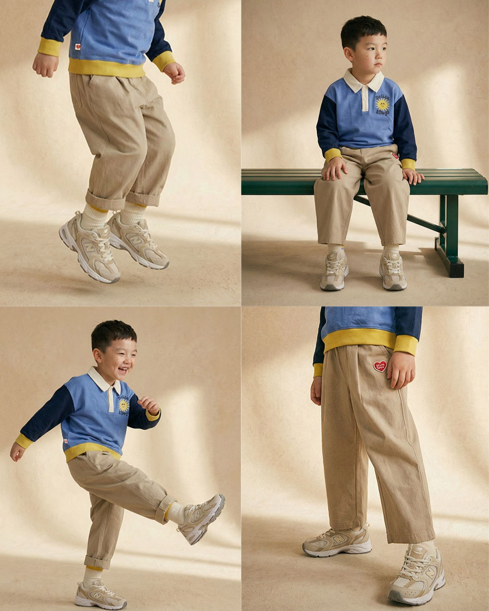Beige BB Heart Woven Pants