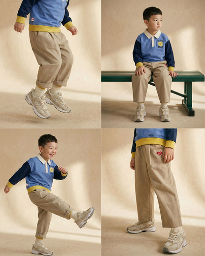 Beige BB Heart Woven Pants