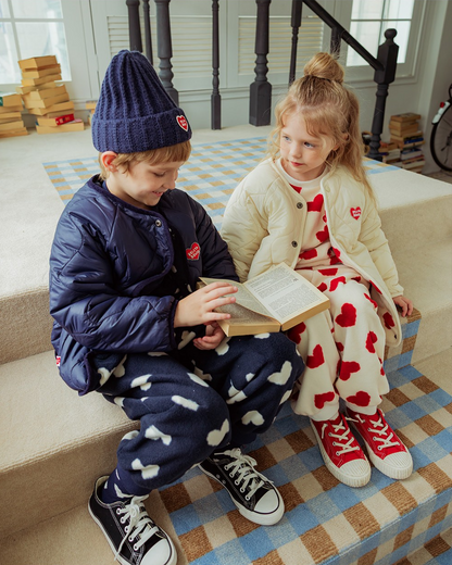 Navy BB Heart Short Beanie