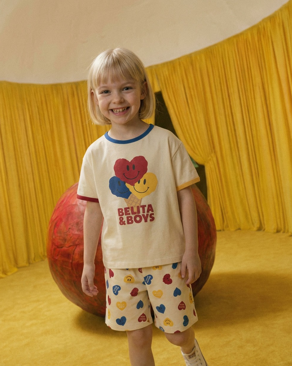 Cream Smile Heart Short Sleeve
