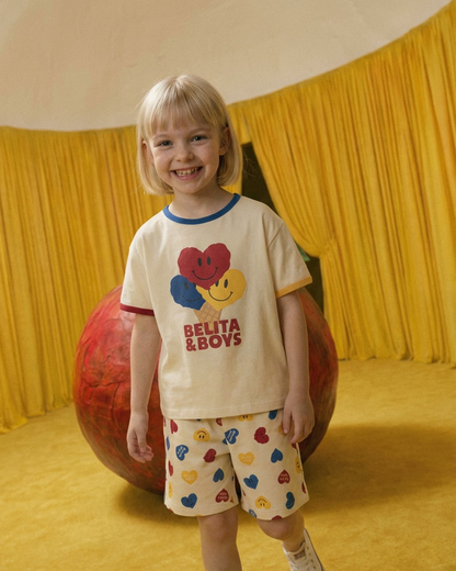 Cream Smile Heart Short Sleeve