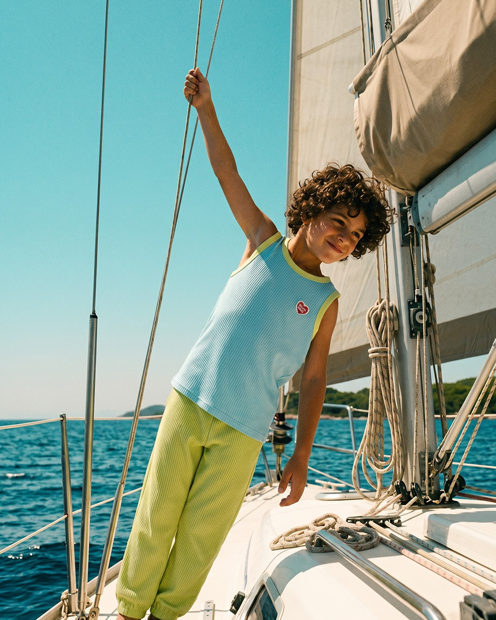 [SET] Light Blue BB Heart Two-Tone Sleeveless One Mile