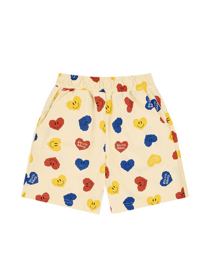 [SET] Light Yellow Smile Heart Pattern Shorts