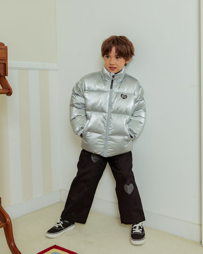Satin Silver BB Heart Puffer Jumper