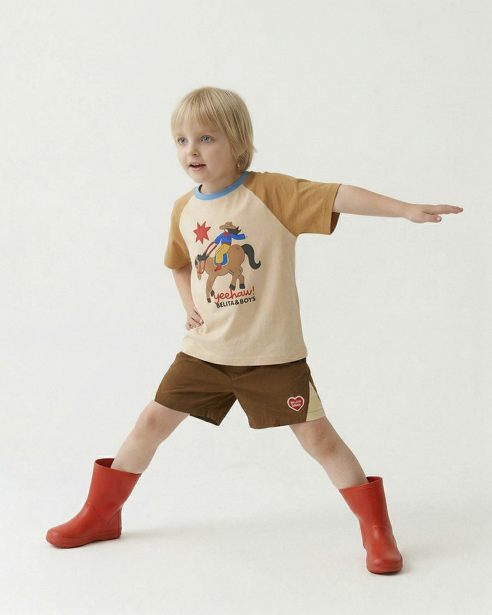 Brown BB Heart Edge Color Block Shorts