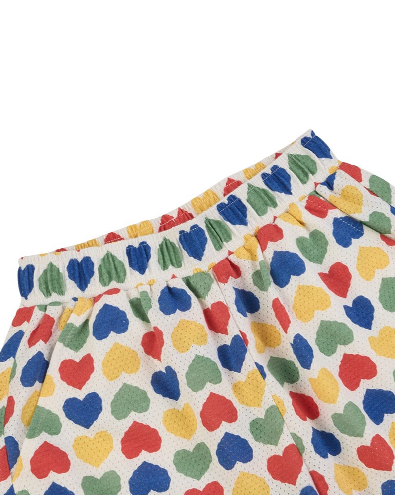 [SET] Cream Rainbow Heart Mesh Sleeveless Shorts