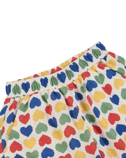 [SET] Cream Rainbow Heart Mesh Sleeveless Shorts