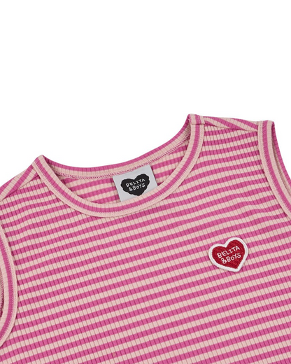 [SET] Pink BB Heart Stripe Sleeveless Shorts