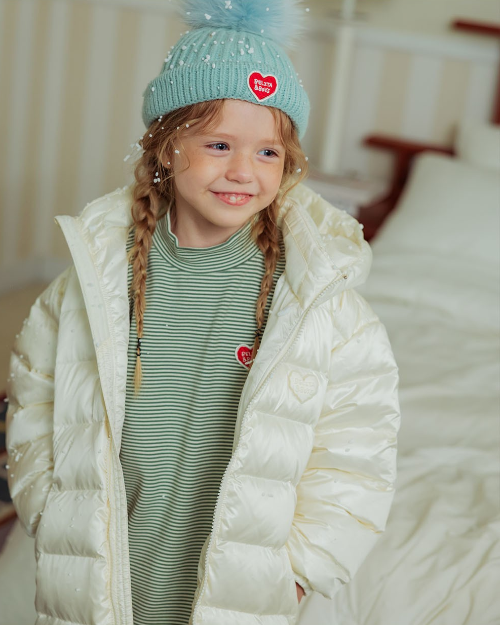 Cream BB Heart Duck Down Long Jumper