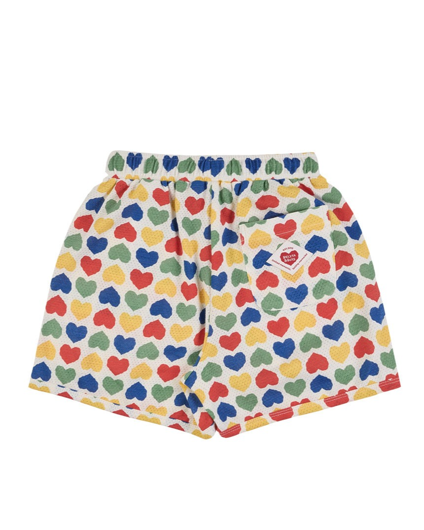 [SET] Cream Rainbow Heart Mesh Sleeveless Shorts