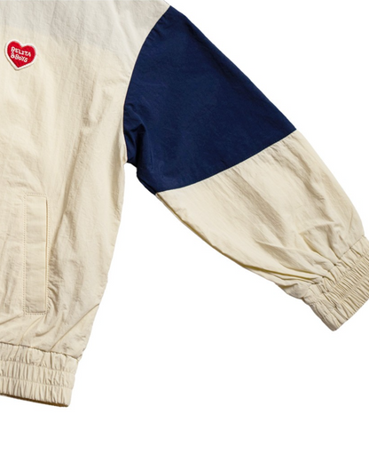 Cream Sun Color Block Collar Windbreaker