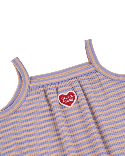 BABY GIRL Violet BB Heart Stripe Sleeveless Bodysuit