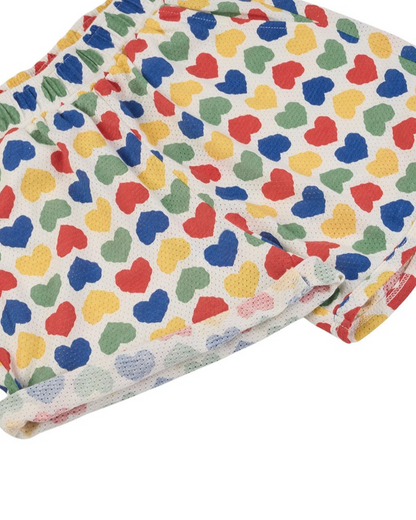 [SET] Cream Rainbow Heart Mesh Sleeveless Shorts