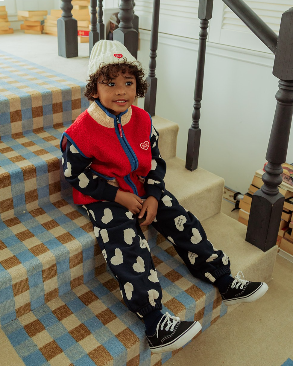 Cream BB Heart Short Beanie