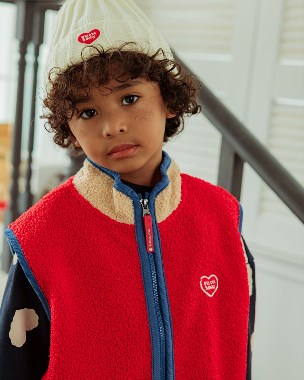 Red BB Heart Color Block Dumble Fleece Vest