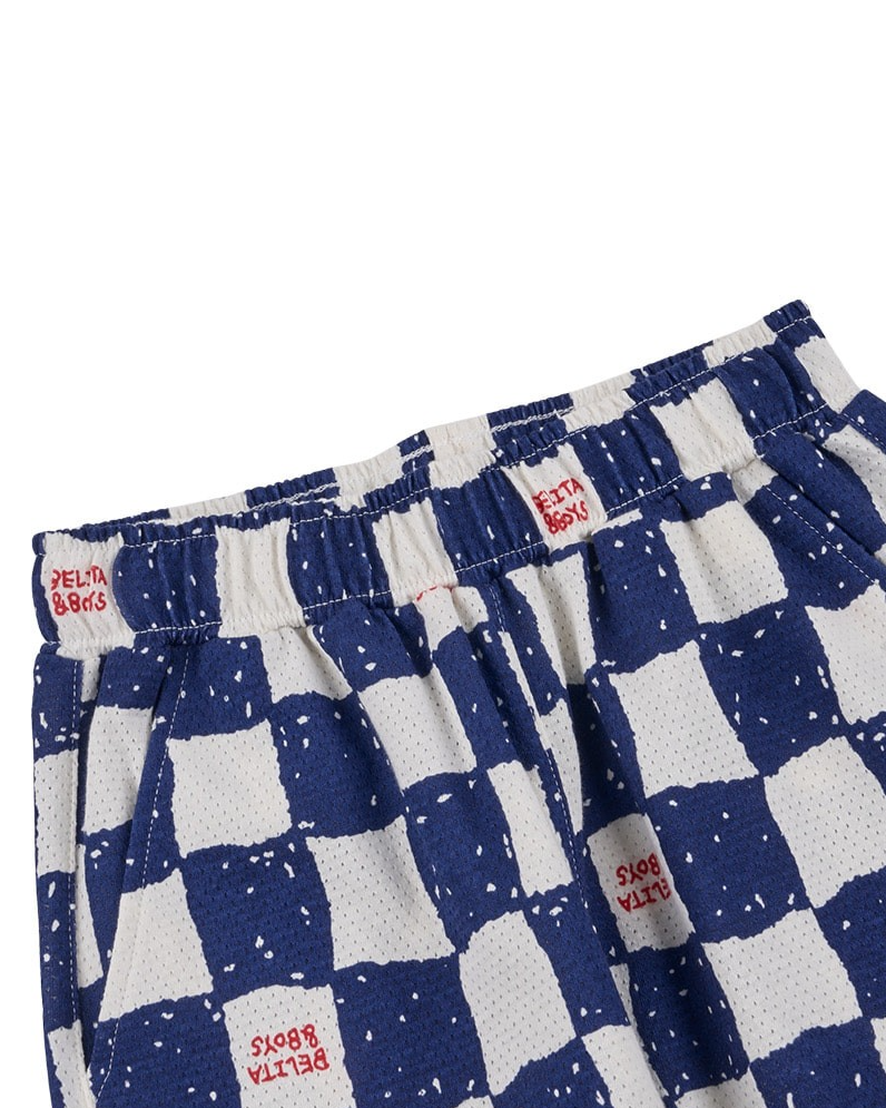 [SET] Blue Checkerboard Mesh Sleeveless Crop