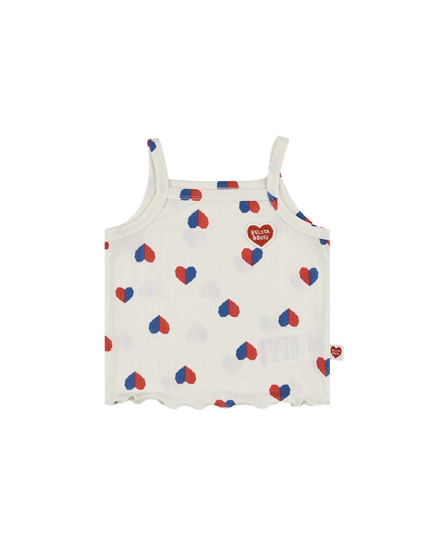[BABY GIRL SET] Ivory Red Blue Heart Pattern Sleeveless Shorts