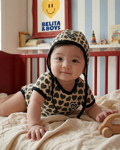 BABY Charcoal BB Heart Pattern Bonnet