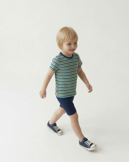 [SET] Blue Colorful Stripe Short One Mile