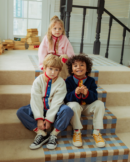 Pink BB Heart Color Block Dumble Fleece Jumper