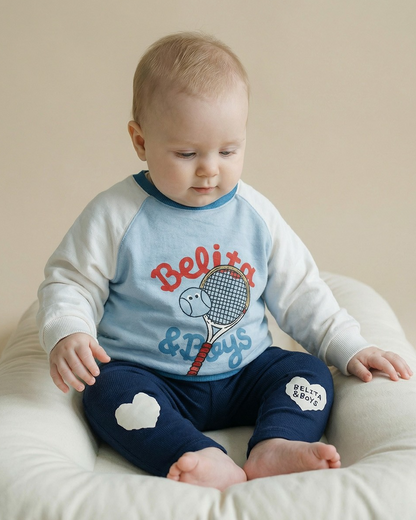 BABY Navy Knee Point Cotton Leggings