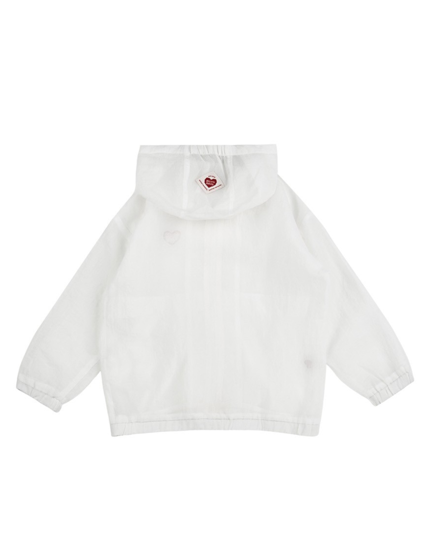 White BB Heart Hooded Windbreaker
