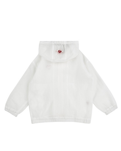 White BB Heart Hooded Windbreaker