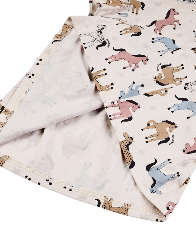 [GIRL SET] Light Pink Horse Pattern Blouse & Shorts