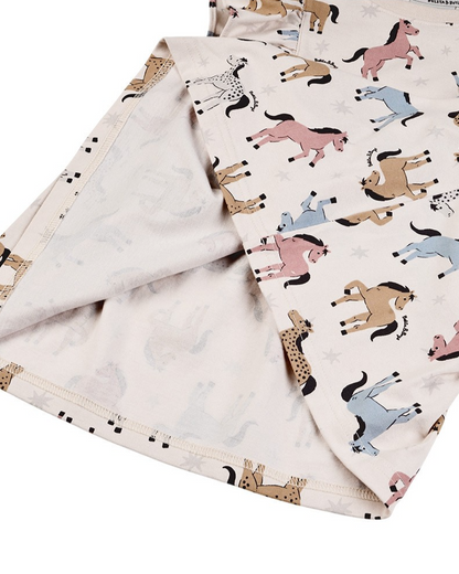 [GIRL SET] Light Pink Horse Pattern Blouse & Shorts