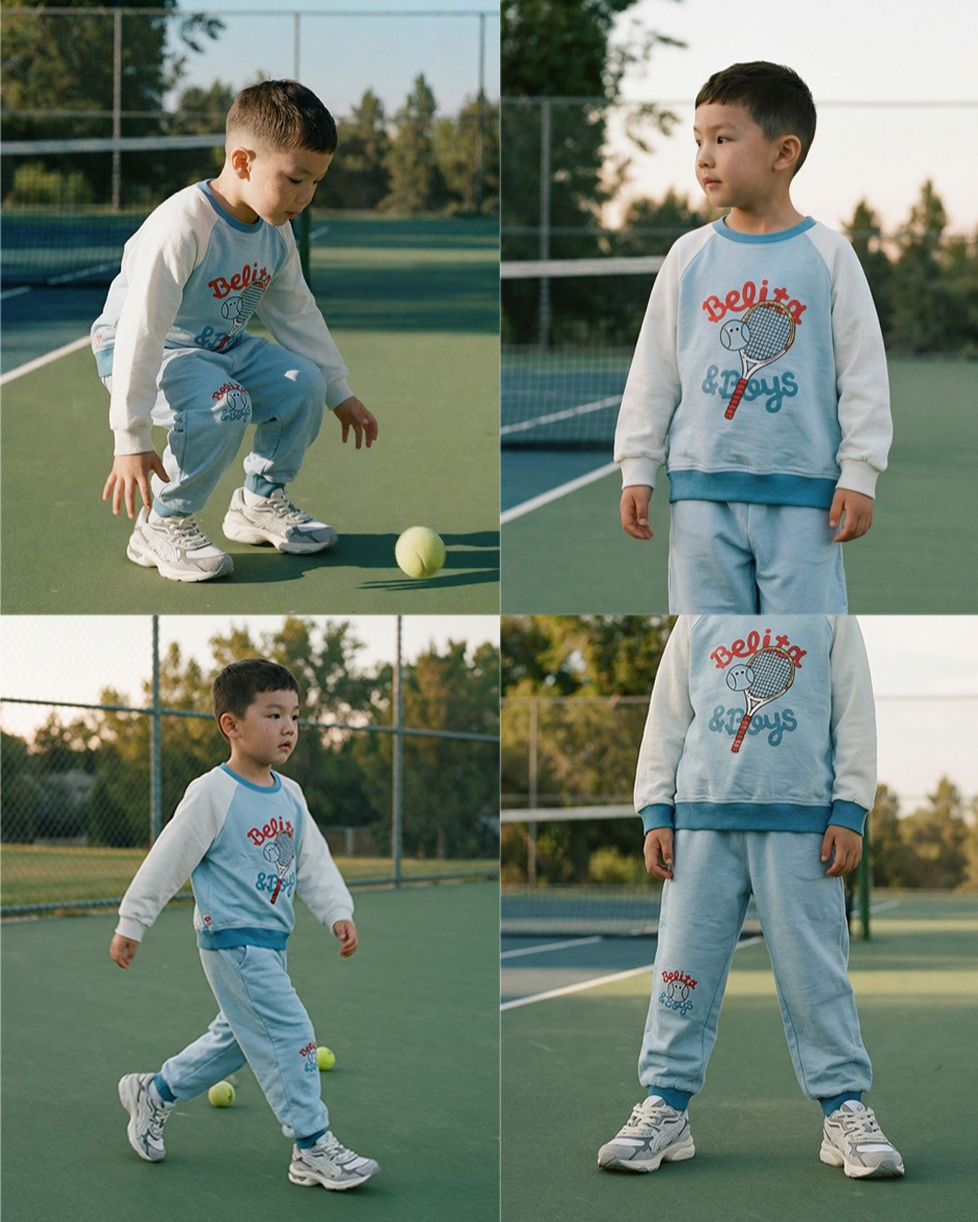 [SET] Light Blue Tennis Color Block Jogger