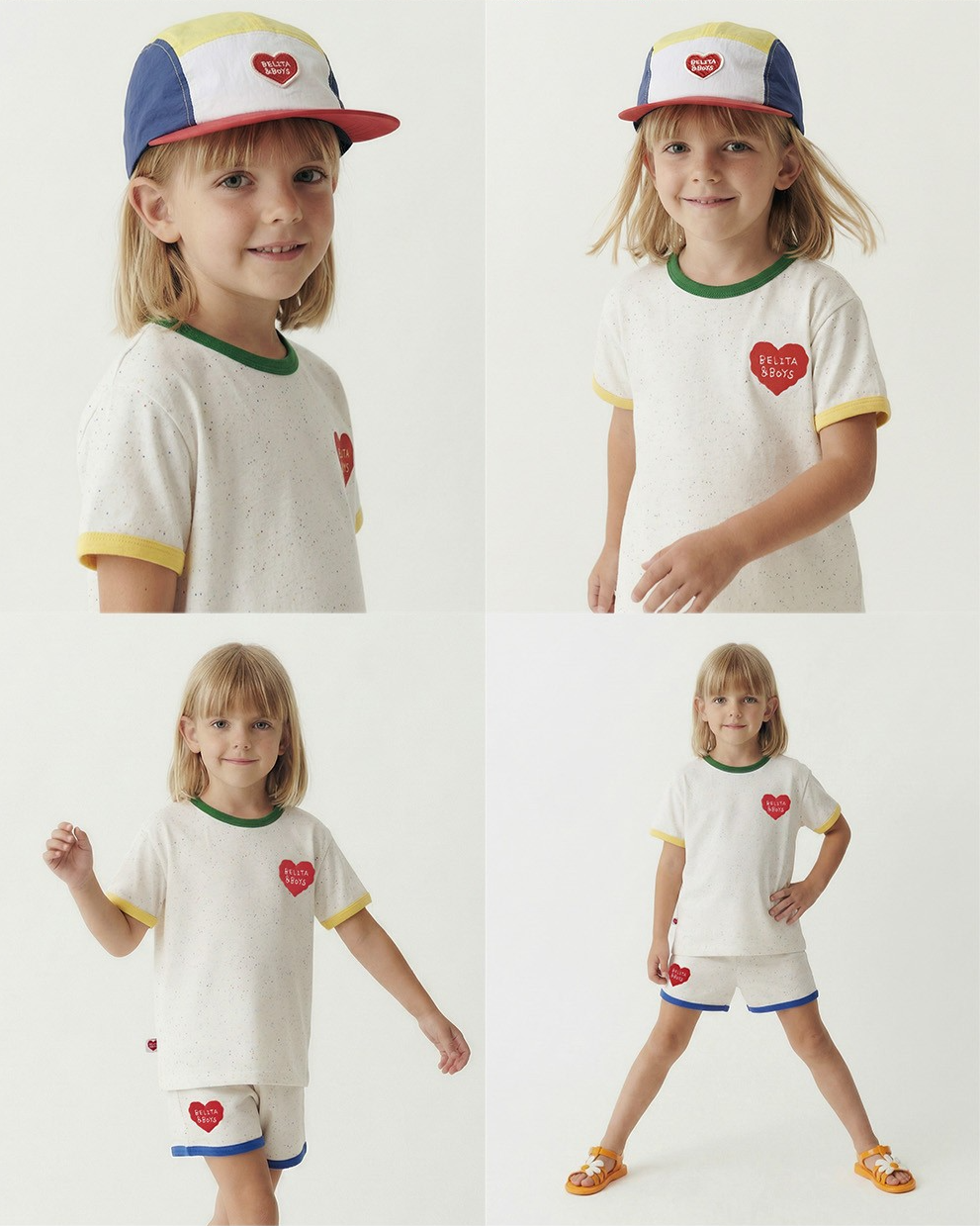 [SET] Ivory BB Heart Rib Trim Shirt & Shorts