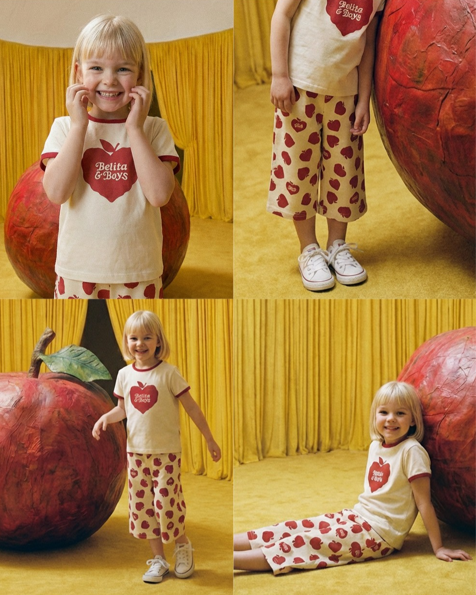 [SET] Red Bubble Apple Pattern Crop