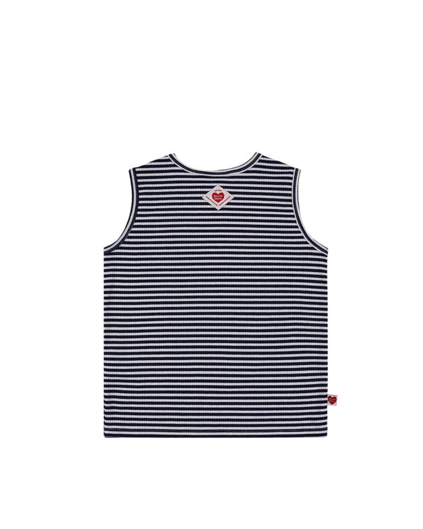 [SET] Navy BB Heart Stripe Sleeveless Shorts