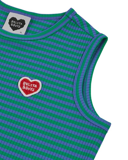 [SET] Green BB Heart Stripe Sleeveless Shorts
