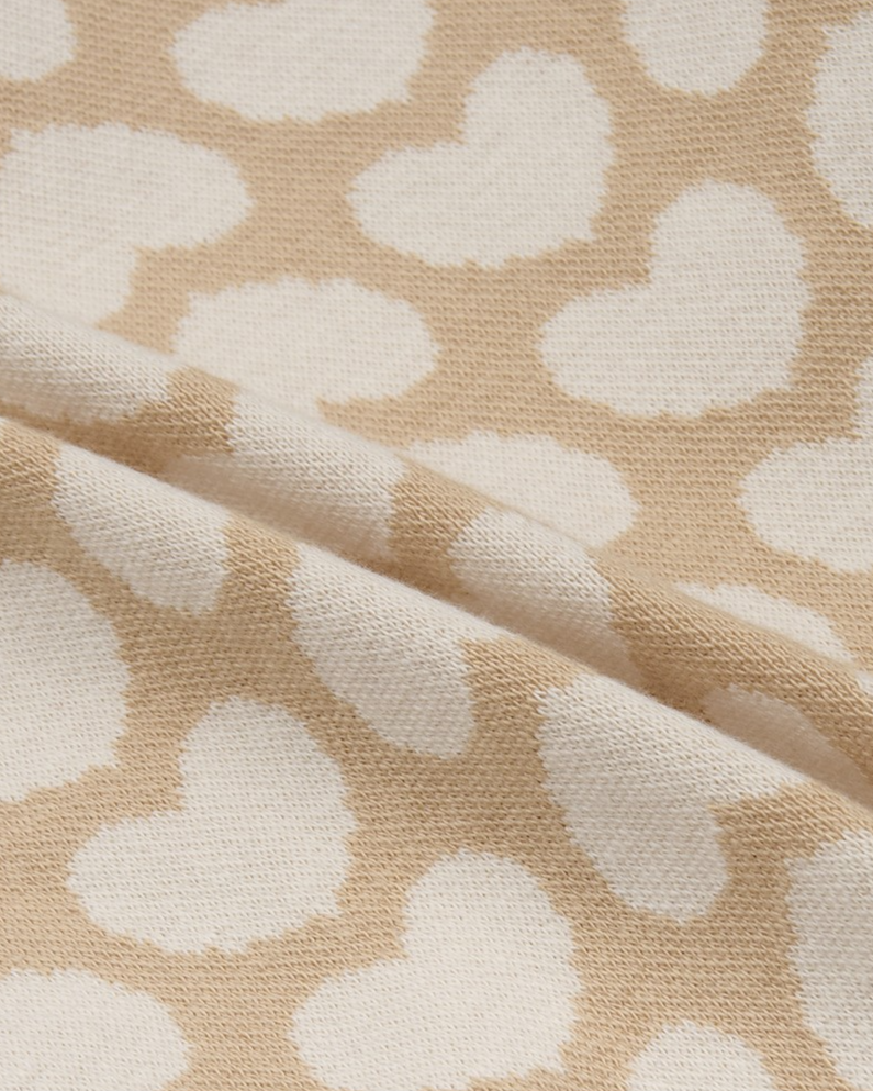 [BABY SET] Beige BB Heart Pattern Knit Cardigan & Bloomers