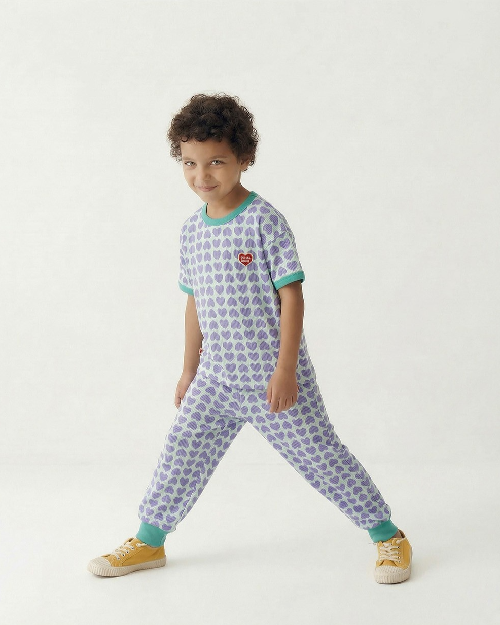 Violet BB Heart Pattern One Mile Short Sleeve