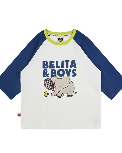 Blue Elephant Color Block Mid Sleeve
