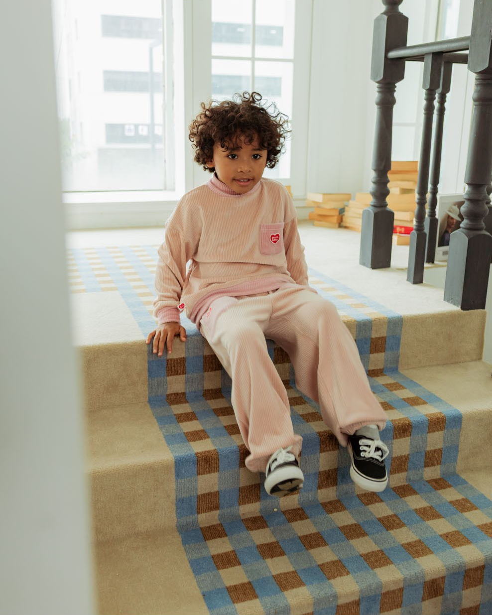 [SET] Pink BB Heart Velour Half Neck Jogger