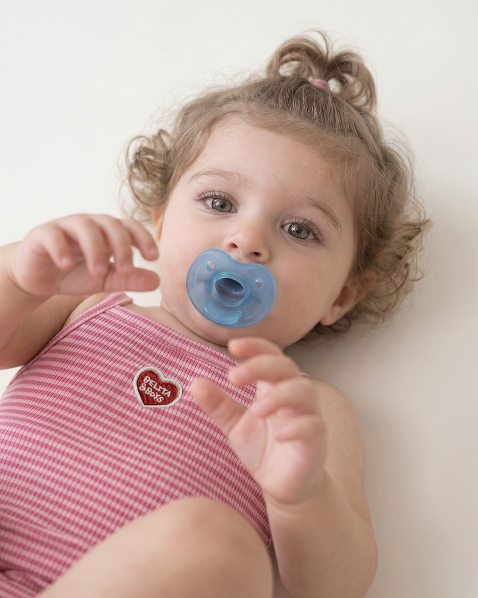 BABY GIRL Pink BB Heart Stripe Sleeveless Bodysuit