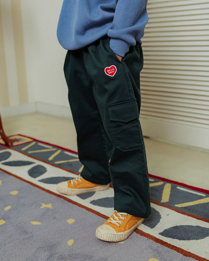 Green BB Heart Tapered Cargo Pants