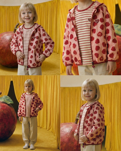 Red Bubble Apple Pattern Windbreaker