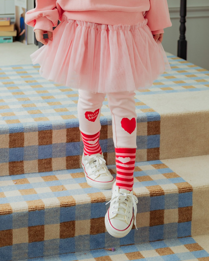 Red Pink BB Heart Stripe Socks