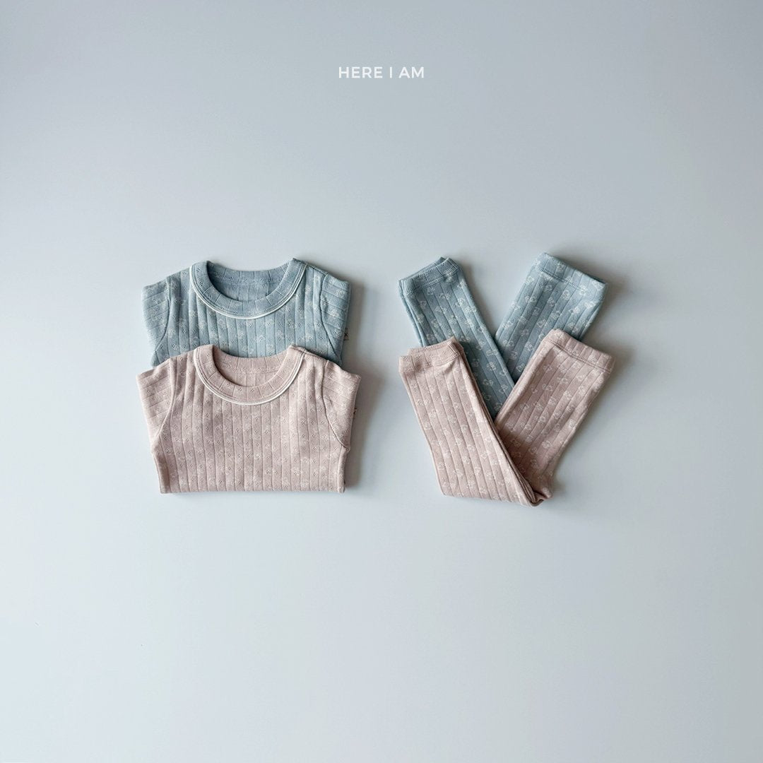 곰돌이 아일렛 실내복 Bear Eyelet Set (2 Pieces)