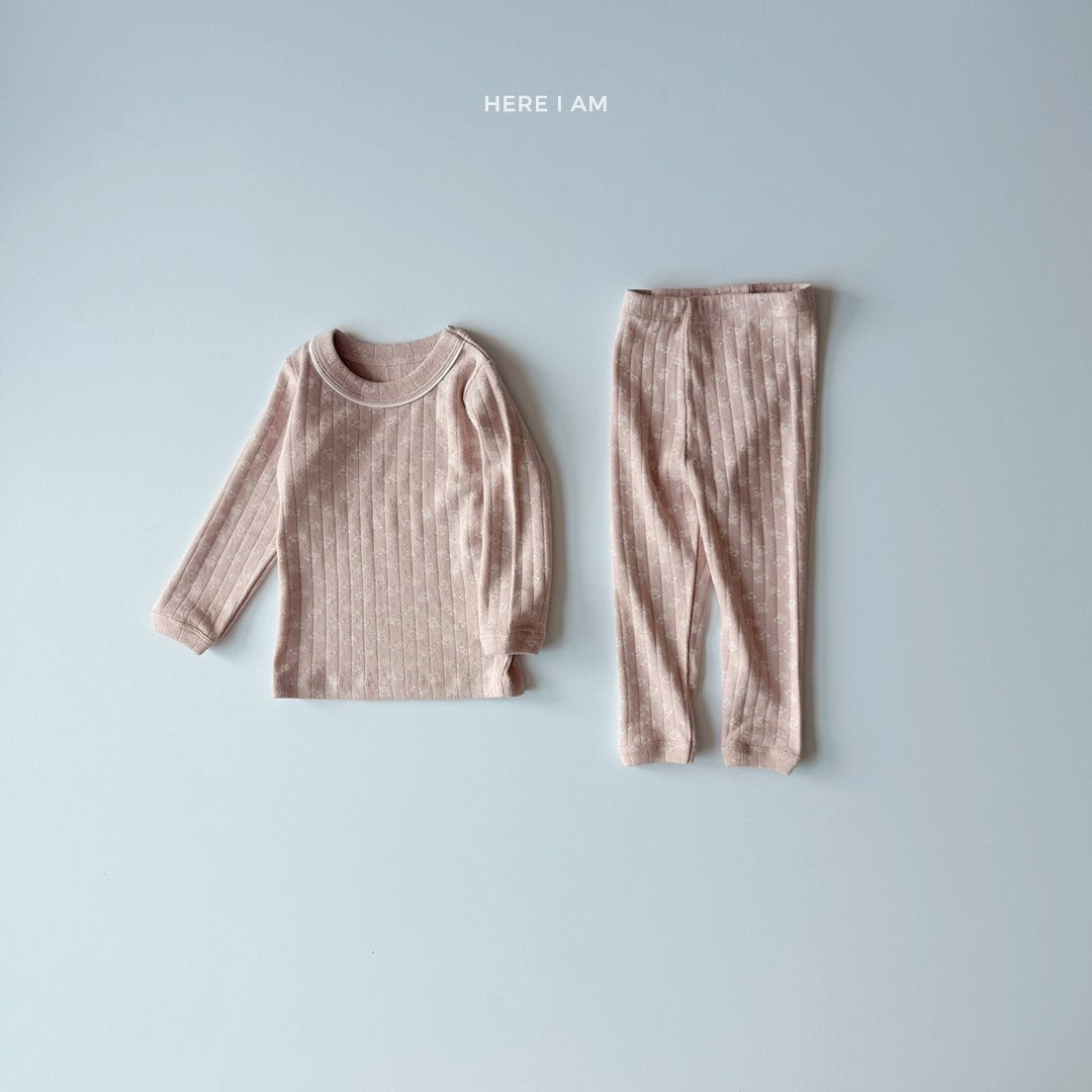 곰돌이 아일렛 실내복 Bear Eyelet Set (2 Pieces)