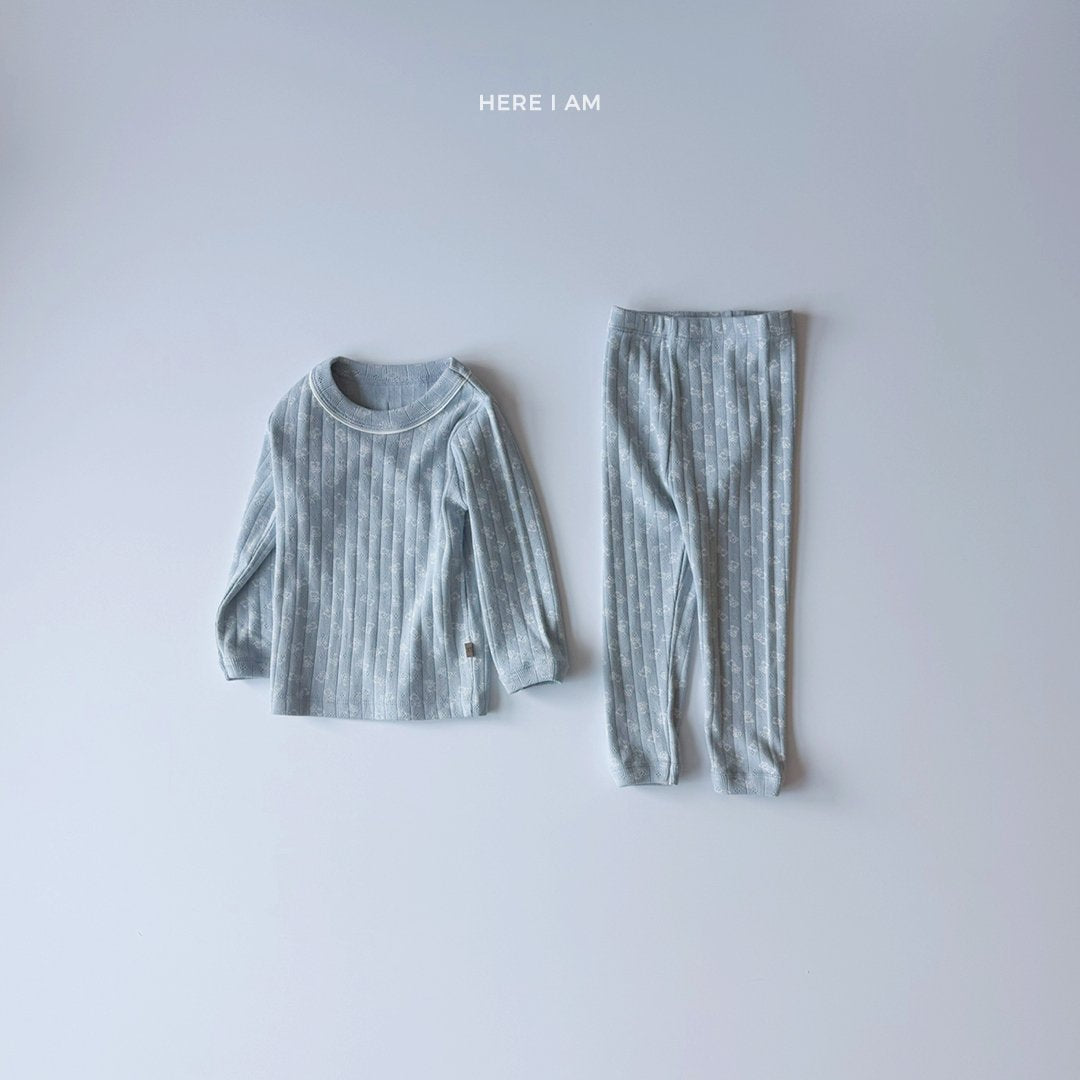 곰돌이 아일렛 실내복 Bear Eyelet Set (2 Pieces)